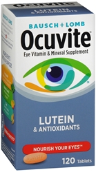 Bausch + Lomb Ocuvite Vitamin & Mineral Supplement Tablets with Lutein, 120 Count Bottle 