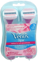 Gillette Venus Spa Breeze 2-in-1 Disposable Razors Plus Shave Gel Bars 2 Each 