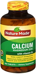 Nature Made Calcium, Magnesium & Zinc w. Vitamin D Tablets Value Size 300 Ct 