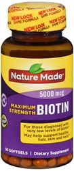 Nature Made Maximum Strength Biotin Dietary Supplement Softgels, 5000mcg, 50 count 