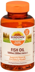 Sundown Naturals Fish Oil 1000 mg, 72 Softgels 