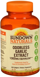 Sundown Naturals Odorless Garlic 1000 mg Softgels 250 each 