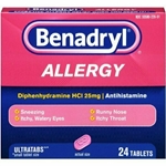 Benadryl Allergy Ultratab Tablets, 24 ct. 