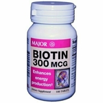 MAJOR BIOTIN 300MCG TAB BIOTIN-300 MCG White 100 TABLETS 