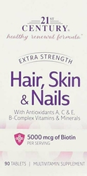 21st Century Hair, Skin and Nails Extra Strength Tablets, 90 Count 