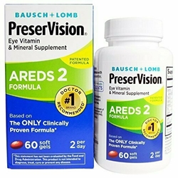 Bausch + Lomb PreserVision AREDS 2 Eye Vitamin & Mineral Supplement Soft Gels, 60 Count Bottle 