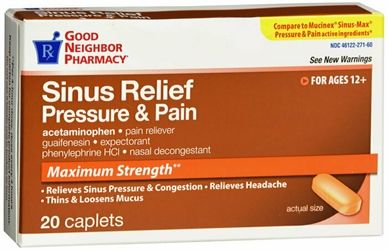 GNP MUCUS RELIEF SINUS MAX PAIN CAPLETS 20CT 