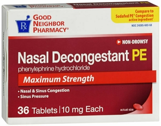 GNP PHENYLEPHRINE HYDROCHLORIDE, NASAL DECONGESTANT 10 MG TAB 36 