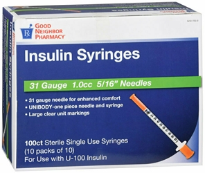 GNP SYRINGE SHORT 31 GAUGE 1CC 100CT 