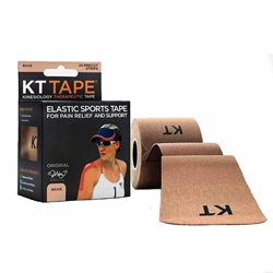 KT Tape Original Cotton Elastic Kinesiology Therapeutic Sports Tape, 20 Pre cut 10 inch Strips, Beige 