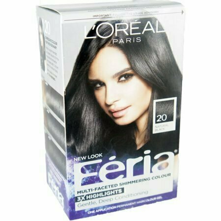 LOreal Feria Multi-Faceted Shimmering Colour, 20 Natural Black, 1 each 