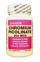 MAJOR CHROMIUM PICOLINATE 200MCG TABS CHROMIUM-200 MCG Pink 100 TABLETS 