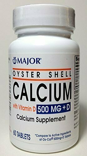 Major Oyster Shell Calcium 500MG Plus D CHOLECALCIFEROL-200 Units Green 60 Tablets 