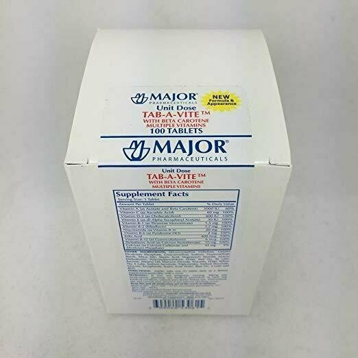 Major Pharmaceuticals Tab-A-Vite with Beta Carotene Multiple Vitamins 100 tablets 