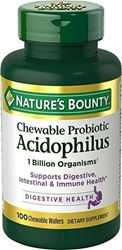 Natures Bounty Acidophilus w/Lactis Milk Free, 100 Chewable Wafers 