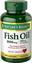 Natures Bounty Fish Oil 1000 mg Omega-3 & Omega-6, 120 Odorless Softgels 