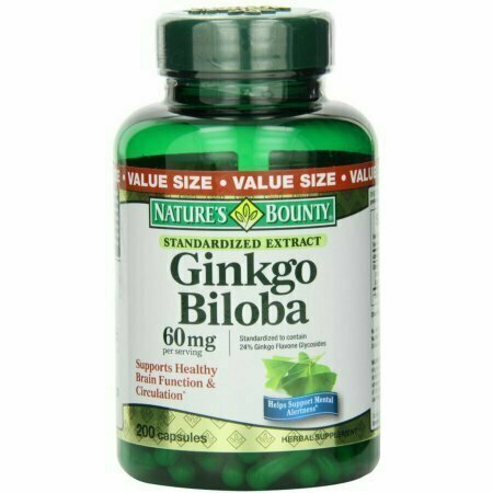 Natures Bounty Ginkgo Biloba 60mg Capsules 200 each 