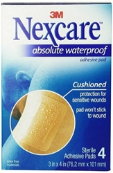 Nexcare Absolute Waterproof Adhesive Gauze Pad, 3 x 4 Inches 