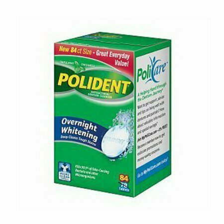 Polident Overnight Whitening Antibacterial Denture Cleaner Tablets - 84 Each 