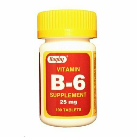 RUGBY B-6 25MG TAB PYRIDOXINE HYDROCHLORIDE-25 MG white 100 TABLETS 