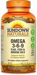 Sundown Naturals Triple Omega 3-6-9, 200 Softgels 