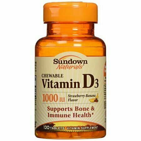 Sundown Naturals Vitamin D3 1000 IU Chewable Tablets 120 Tablets Each 