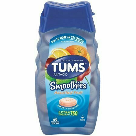 TUMS Smoothies Antacid Chewable Tablets, Assorted Fruit 60 each 